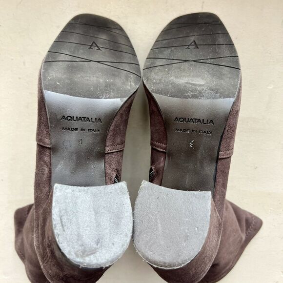 Aquatalia Drusilla Brown Suede Sock Classic Ankle Bootie Side Zip Women 9 155075 - Picture 11 of 16